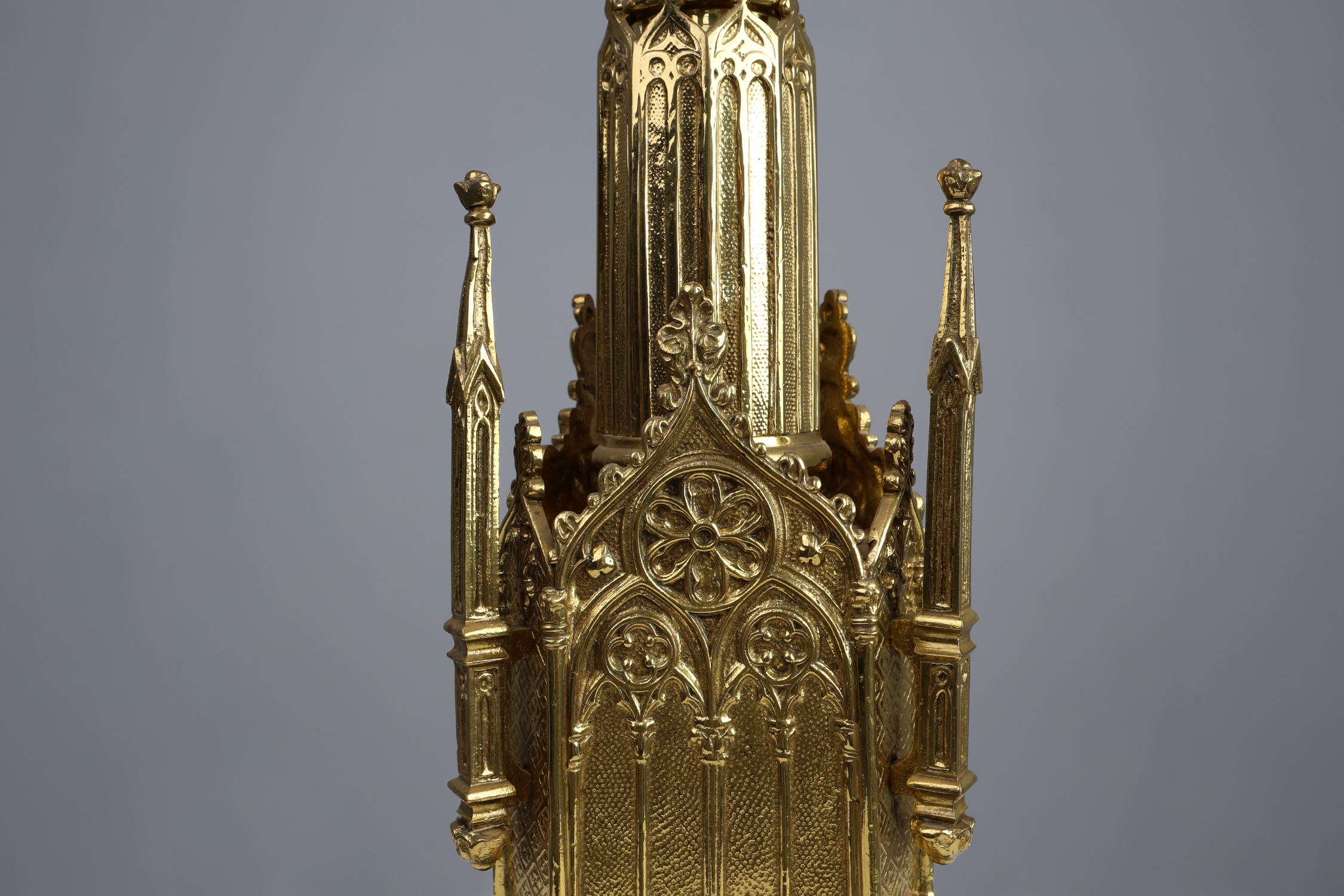 Neo‑Gothic Copper Church Candleholder Stamped “LL A Paris”, France ca. 1880thumbnail